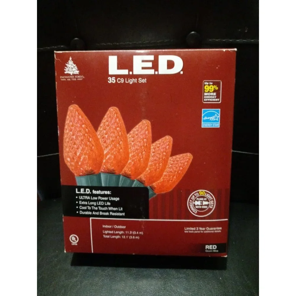 35 LED Christmas Light Set C9 Indoor Outdoor Home Holiday Party String Light RED